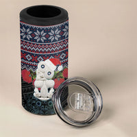 New Zealand Hei Tiki Christmas In July 4 in 1 Can Cooler Tumbler Pohutukawa Santa Xmas Polynesian Pattern LT22 - Polynesian Pride