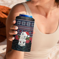 New Zealand Hei Tiki Christmas In July 4 in 1 Can Cooler Tumbler Pohutukawa Santa Xmas Polynesian Pattern LT22 - Polynesian Pride