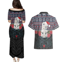 New Zealand Hei Tiki Christmas In July Couples Matching Puletasi and Hawaiian Shirt Pohutukawa Santa Xmas Polynesian Pattern LT22 - Polynesian Pride