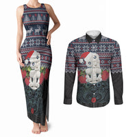 New Zealand Hei Tiki Christmas In July Couples Matching Tank Maxi Dress and Long Sleeve Button Shirt Pohutukawa Santa Xmas Polynesian Pattern LT22 Black - Polynesian Pride