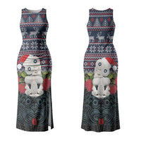 New Zealand Hei Tiki Christmas In July Couples Matching Tank Maxi Dress and Long Sleeve Button Shirt Pohutukawa Santa Xmas Polynesian Pattern LT22 - Polynesian Pride