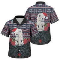 New Zealand Hei Tiki Christmas In July Family Matching Mermaid Dress and Hawaiian Shirt Pohutukawa Santa Xmas Polynesian Pattern LT22 Son's Shirt Black - Polynesian Pride