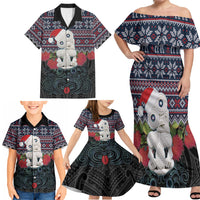 New Zealand Hei Tiki Christmas In July Family Matching Off Shoulder Maxi Dress and Hawaiian Shirt Pohutukawa Santa Xmas Polynesian Pattern LT22 - Polynesian Pride