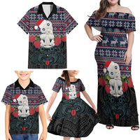 New Zealand Hei Tiki Christmas In July Family Matching Off Shoulder Maxi Dress and Hawaiian Shirt Pohutukawa Santa Xmas Polynesian Pattern LT22 - Polynesian Pride