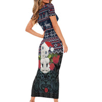 New Zealand Hei Tiki Christmas In July Family Matching Short Sleeve Bodycon Dress and Hawaiian Shirt Pohutukawa Santa Xmas Polynesian Pattern LT22 - Polynesian Pride
