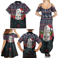 New Zealand Hei Tiki Christmas In July Family Matching Summer Maxi Dress and Hawaiian Shirt Pohutukawa Santa Xmas Polynesian Pattern LT22 - Polynesian Pride