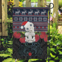 New Zealand Hei Tiki Christmas In July Garden Flag Pohutukawa Santa Xmas Polynesian Pattern LT22 Garden Flag Black - Polynesian Pride