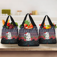 New Zealand Hei Tiki Christmas In July Grocery Bag Pohutukawa Santa Xmas Polynesian Pattern LT22 3-pack One Size Black - Polynesian Pride
