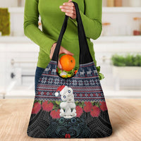 New Zealand Hei Tiki Christmas In July Grocery Bag Pohutukawa Santa Xmas Polynesian Pattern LT22 - Polynesian Pride