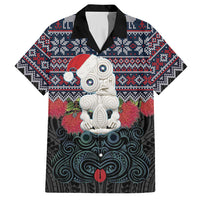 New Zealand Hei Tiki Christmas In July Hawaiian Shirt Pohutukawa Santa Xmas Polynesian Pattern LT22 Black - Polynesian Pride