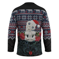 New Zealand Hei Tiki Christmas In July Hockey Jersey Pohutukawa Santa Xmas Polynesian Pattern LT22 - Polynesian Pride
