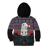 New Zealand Hei Tiki Christmas In July Kid Hoodie Pohutukawa Santa Xmas Polynesian Pattern LT22 - Polynesian Pride