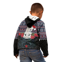 New Zealand Hei Tiki Christmas In July Kid Hoodie Pohutukawa Santa Xmas Polynesian Pattern LT22 - Polynesian Pride