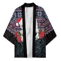 New Zealand Hei Tiki Christmas In July Kimono Pohutukawa Santa Xmas Polynesian Pattern LT22 Unisex Black - Polynesian Pride
