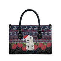 New Zealand Hei Tiki Christmas In July Leather Bag Pohutukawa Santa Xmas Polynesian Pattern LT22 - Polynesian Pride