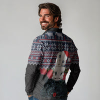 New Zealand Hei Tiki Christmas In July Long Sleeve Polo Shirt Pohutukawa Santa Xmas Polynesian Pattern LT22 - Polynesian Pride