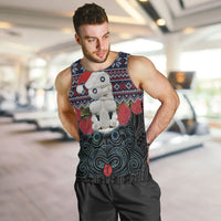 New Zealand Hei Tiki Christmas In July Men Tank Top Pohutukawa Santa Xmas Polynesian Pattern LT22 Black - Polynesian Pride