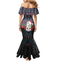 New Zealand Hei Tiki Christmas In July Mermaid Dress Pohutukawa Santa Xmas Polynesian Pattern LT22 - Polynesian Pride