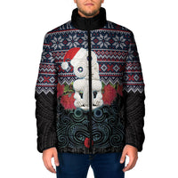 New Zealand Hei Tiki Christmas In July Padded Jacket Pohutukawa Santa Xmas Polynesian Pattern LT22 Men Black - Polynesian Pride