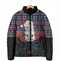 New Zealand Hei Tiki Christmas In July Padded Jacket Pohutukawa Santa Xmas Polynesian Pattern LT22 - Polynesian Pride