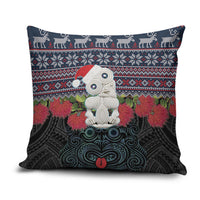 New Zealand Hei Tiki Christmas In July Pillow Cover Pohutukawa Santa Xmas Polynesian Pattern LT22 Black - Polynesian Pride