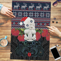 New Zealand Hei Tiki Christmas In July Puzzle Pohutukawa Santa Xmas Polynesian Pattern LT22 Black - Polynesian Pride
