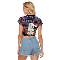 New Zealand Hei Tiki Christmas In July Raglan Cropped T Shirt Pohutukawa Santa Xmas Polynesian Pattern LT22 - Polynesian Pride
