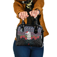 New Zealand Hei Tiki Christmas In July Shoulder Handbag Pohutukawa Santa Xmas Polynesian Pattern LT22 One Size Black - Polynesian Pride