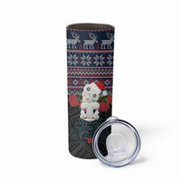 New Zealand Hei Tiki Christmas In July Skinny Tumbler Pohutukawa Santa Xmas Polynesian Pattern LT22 - Polynesian Pride