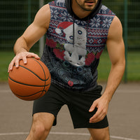 New Zealand Hei Tiki Christmas In July Sleeveless Hoodie Pohutukawa Santa Xmas Polynesian Pattern LT22 - Polynesian Pride