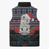 New Zealand Hei Tiki Christmas In July Sleeveless Puffer Jacket Pohutukawa Santa Xmas Polynesian Pattern LT22 - Polynesian Pride