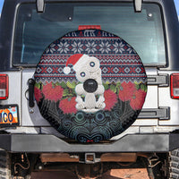 New Zealand Hei Tiki Christmas In July Spare Tire Cover Pohutukawa Santa Xmas Polynesian Pattern LT22 Black - Polynesian Pride
