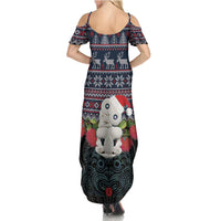 New Zealand Hei Tiki Christmas In July Summer Maxi Dress Pohutukawa Santa Xmas Polynesian Pattern LT22 - Polynesian Pride