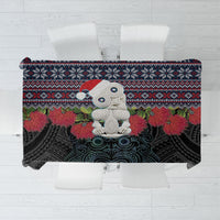 New Zealand Hei Tiki Christmas In July Tablecloth Pohutukawa Santa Xmas Polynesian Pattern LT22 Black - Polynesian Pride