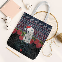 New Zealand Hei Tiki Christmas In July Tote Bag Pohutukawa Santa Xmas Polynesian Pattern LT22 White Strap One Size Black - Polynesian Pride