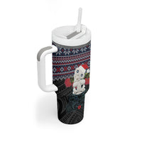 New Zealand Hei Tiki Christmas In July Tumbler With Handle Pohutukawa Santa Xmas Polynesian Pattern LT22 - Polynesian Pride