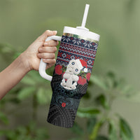 New Zealand Hei Tiki Christmas In July Tumbler With Handle Pohutukawa Santa Xmas Polynesian Pattern LT22 - Polynesian Pride