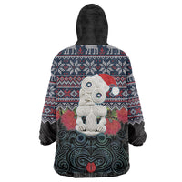 New Zealand Hei Tiki Christmas In July Wearable Blanket Hoodie Pohutukawa Santa Xmas Polynesian Pattern LT22 - Polynesian Pride