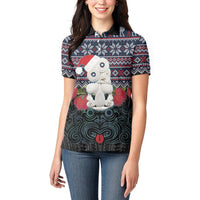 New Zealand Hei Tiki Christmas In July Women Polo Shirt Pohutukawa Santa Xmas Polynesian Pattern LT22 - Polynesian Pride