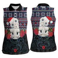 New Zealand Hei Tiki Christmas In July Women Sleeveless Polo Shirt Pohutukawa Santa Xmas Polynesian Pattern LT22 - Polynesian Pride