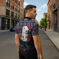 New Zealand Hei Tiki Christmas In July Zipper Polo Shirt Pohutukawa Santa Xmas Polynesian Pattern LT22 - Polynesian Pride