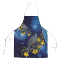 New Zealand Kokako Bird Apron Kowhai Galaxy Style Polynesian Pattern LT22 Blue - Polynesian Pride