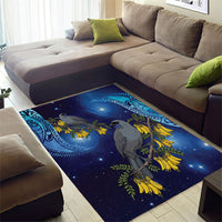 New Zealand Kokako Bird Area Rug Kowhai Galaxy Style Polynesian Pattern LT22 - Polynesian Pride
