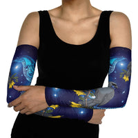 New Zealand Kokako Bird Arm Sleeves Kowhai Galaxy Style Polynesian Pattern LT22 - Polynesian Pride