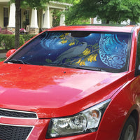 New Zealand Kokako Bird Auto Sun Shade Kowhai Galaxy Style Polynesian Pattern LT22 - Polynesian Pride