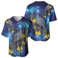 New Zealand Kokako Bird Baseball Jersey Kowhai Galaxy Style Polynesian Pattern LT22 - Polynesian Pride