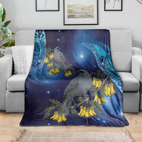 New Zealand Kokako Bird Blanket Kowhai Galaxy Style Polynesian Pattern LT22 - Polynesian Pride