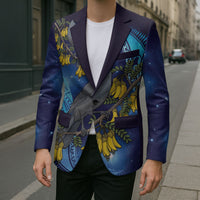 New Zealand Kokako Bird Blazer Kowhai Galaxy Style Polynesian Pattern LT22 - Polynesian Pride