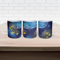 New Zealand Kokako Bird Ceramic Mug Kowhai Galaxy Style Polynesian Pattern LT22 - Polynesian Pride