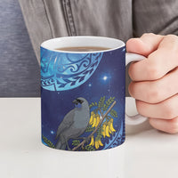 New Zealand Kokako Bird Ceramic Mug Kowhai Galaxy Style Polynesian Pattern LT22 - Polynesian Pride
